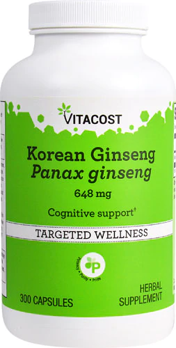 Корейська женьшень, Vitacost, Korean Panax Ginseng, 648 мг, 300 капсул