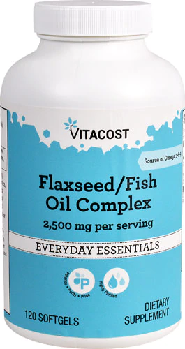 Комплекс лляного насіння і риб'ячого жиру, Vitacost, Flaxseed/Fish Oil Complex, 2500 мг, 120 капсул