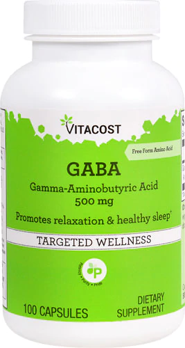 Гамма-аміномасляна кислота, Vitacost, GABA Gamma Aminobutyric Acid, 500 мг, 100 капсул