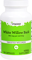 Кора белой ивы, White Willow Bark, Vitacost, 800 мг, 100 капсул