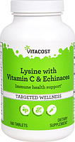 Лізин з вітаміном С і ехінацеєю, Vitacost, Lysine with Vitamin C & Echinacea, 180 таблеток