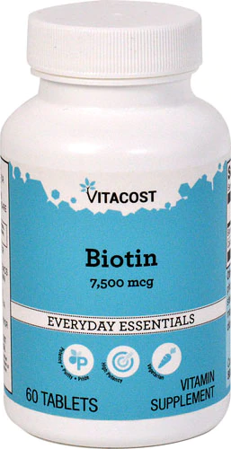 Біотин, Vitacost, Biotin, 7500 мкг, 60 таблеток