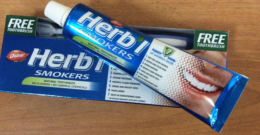 Dabur Herb'l. Зубна паста Smokers 150 гр. (Для курців) у комплекті із зубного щіткою, фото 2