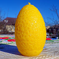 Пасхальна воскова свічка "Яйце з мереживом" з натурального бджолиного воску