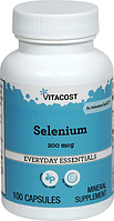 Селен, Vitacost, Selenium, 200 мкг, 100 капсул