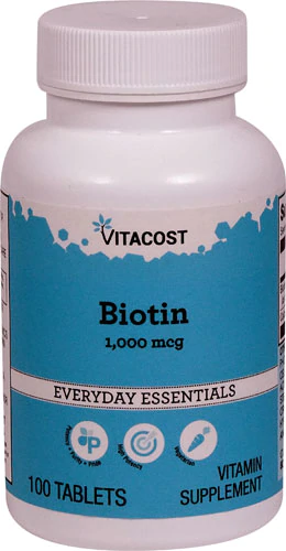 Біотин, Vitacost, Biotin, 1000 мкг, 100 таблеток
