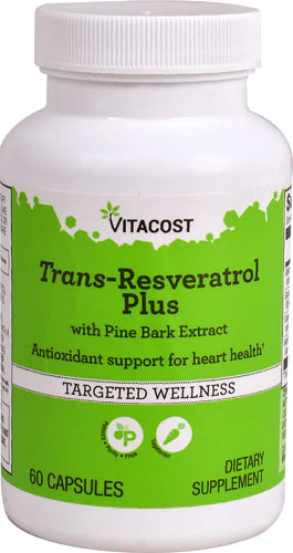 Транс-Ресвератрол, Trans-Resveratrol Plus, Vitacost, 60 капсул