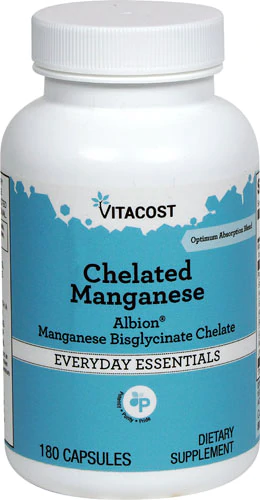 Марганець хелат, Chelated Manganese - Albion, Vitacost, 10 мг, 180 капсул