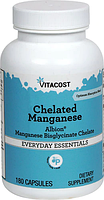 Марганец хелат, Chelated Manganese - Albion, Vitacost, 10 мг, 180 капсул