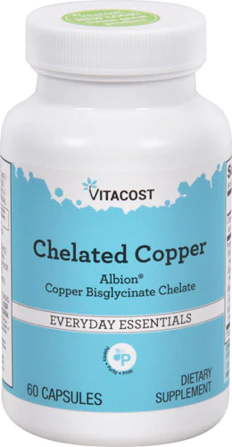 Хелат міді, Chelated Copper, Vitacost, 2 мг, 60 капсул