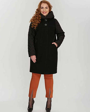 Женское демисезонное пальто комбинированное -М 2147, фото 2