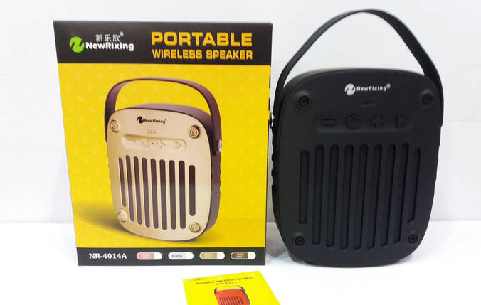 Портативний динамік New Rixing NR-4014 бездротова Bluetooth колонка з ручкою мініплеєр, фото 1