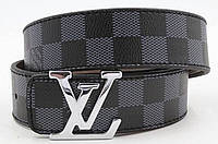 Ремінь пояс шкіряний картатий Louis Vuitton Black2 Луї Вітон