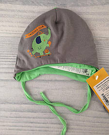 Шапочка для малюків Осінь-весна Сірий/зелений Бавовна Бембі Україна 9 місяців