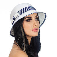Летняя шляпа с маленькими полями цвет белый с синим