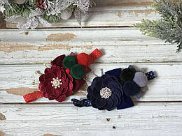 Пов'язка ручної роботи з квіткою й помпонами