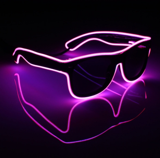 Очки светодиодные солнцезащитные El Neon ray pink неоновые, фото 1