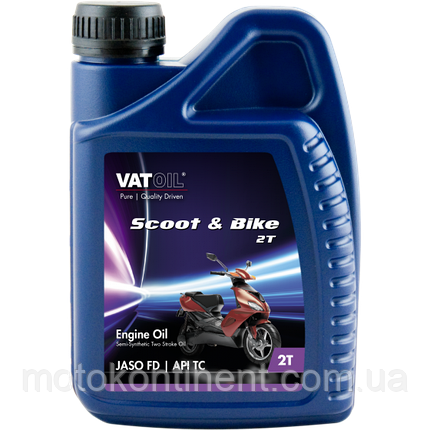 2T-олія для скутерів напівсинтетика Vat oil 2T Scoot and Bike (Нідерланди) (API TC, JASO FD)1 л., фото 1