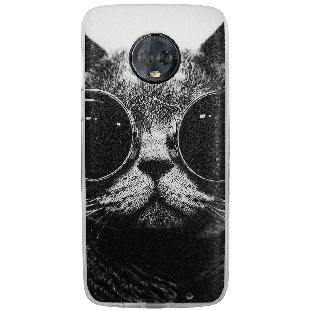 Чохол з малюнком Printed Silicone для Motorola Moto G6 Plus XT1926 Кіт в окулярах