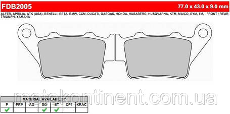 FDB2005SG Гальмівні колодки Ferodo аналог BREMBO 07BB02 / BRAKING BR 773/ MCB672/EBC FA213..., фото 1