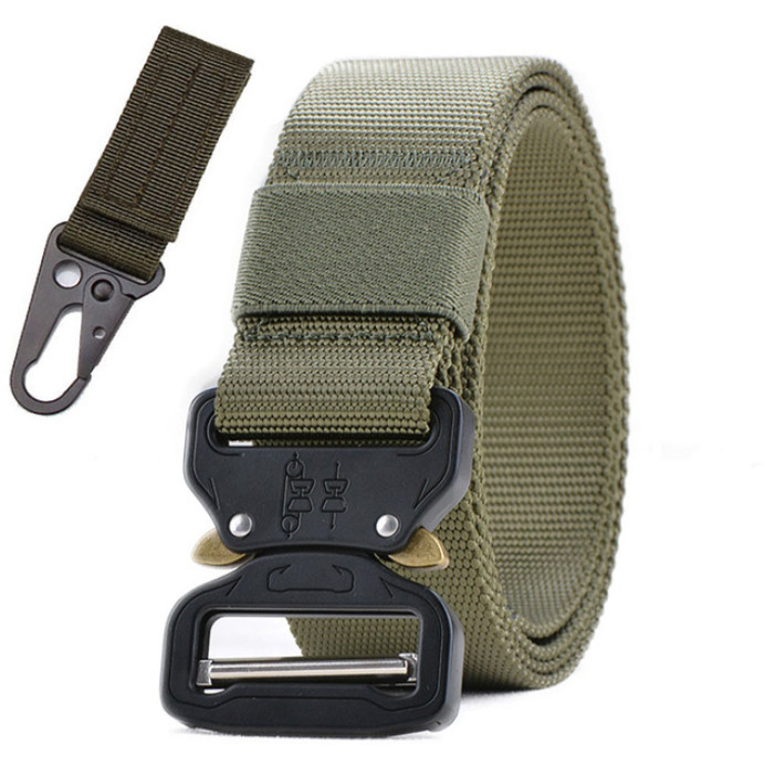 Ремінь чоловічий тактичний, військовий, туристичний Cobra CQB + карабін в ПОДАРУНОК (олива), фото 1