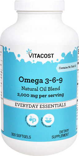Омега 3-6-9, Vitacost, Omega 3-6-9 Natural Oil Blend, 2000 мг, 300 капсул