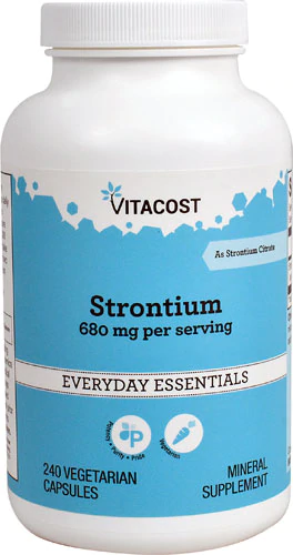 Стронций, Vitacost, Strontium, 680 мг, 240 капсул