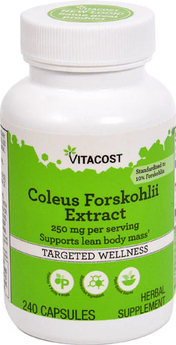 Колеус форсколии, екстракт, Vitacost, Coleus Forskohlii Extract, 250 мг, 240 капсул