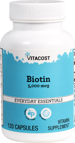 Биотин, Vitacost, Biotin, 5000 мкг, 120 капсул