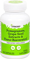 Гранат, екстракт виноградних кісточок і транс-ресвератрол, Vitacost, 60 капсул