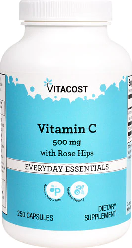 Вітамін C з шипшиною, Vitamin C with Rose Hips, Vitacost, 500 мг, 250 капсул