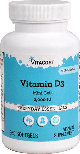Вітамін D3, Vitacost, Vitamin D3, 2000 IU, 365 капсул