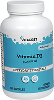 Вітамін Д3, Vitamin D3 (as Cholecalciferol), Vitacost, 10000 IU, 365 капсул