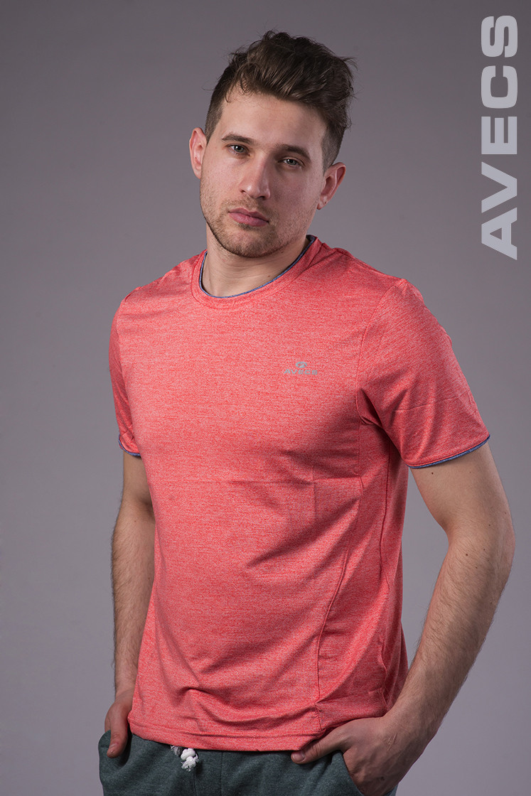 Футболка чоловіча з манжетом червона Avecs AV-30019 Розміри S M L 2XL