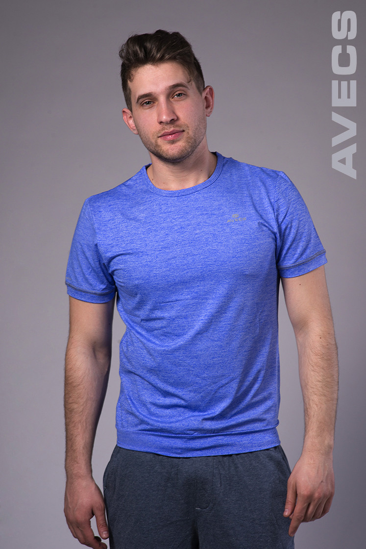 Футболка чоловіча з манжетом синя Avecs AV-30019 Розміри S/46 M/48