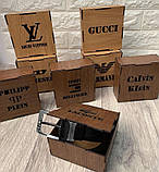 Шкіряний Ремінь чоловічий пояс Louis Vuitton Brown Луї Вітон у клітинку коричневий, фото 2