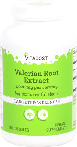 Корінь валеріани екстракт, Vitacost, Valerian Root Extract, 1020 мг, 180 капсул