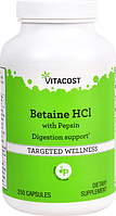 Бетаїн з пепсином, Betaine HCl with Pepsin, Vitacost, 250 капсул