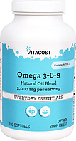 Омега 3-6-9, Vitacost, Omega 3-6-9 Natural Oil Blend, 2000 мг, 180 капсул