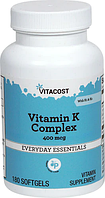 Витамина К1 и К2, Vitacost, Vitamin K Complex with K1 & K2, 400 мкг, 180 капсул