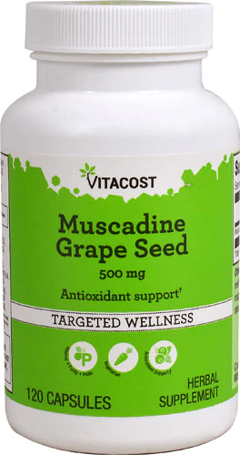 Виноградні насіння, Vitacost, Muscadine Grape Seed, 500 мг, 120 капсул