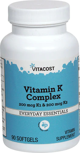 Вітамін K1 і K2, Vitacost, Vitamin K Complex with K1 K2, 400 мкг, 90 капсул