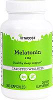 Мелатонін, Vitacost, Melatonin, 1 мг, 300 капсул