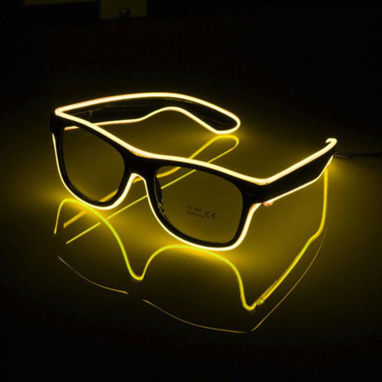 Очки светодиодные прозрачные El Neon ray yellow неоновые, фото 1