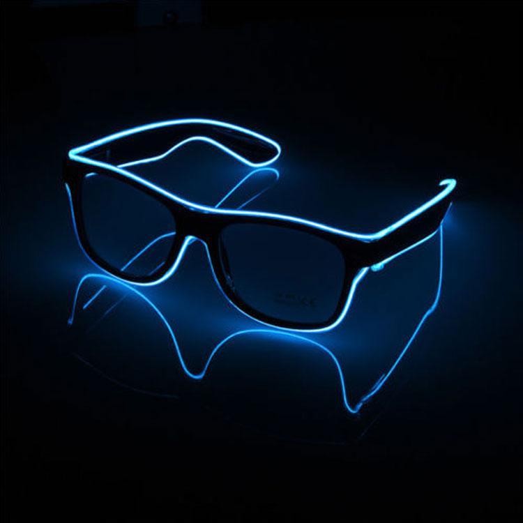 Очки светодиодные прозрачные El Neon ray blue неоновые