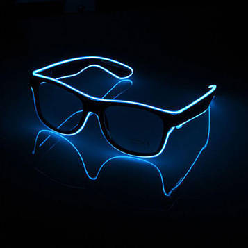 Очки светодиодные прозрачные El Neon ray blue неоновые