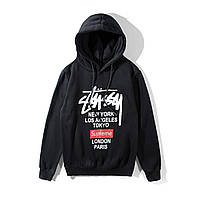 Худі stussy supreme tokyo london | чорна толстовка