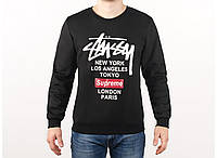 Чёрный свитшот принт supreme stussy | стильная кофта