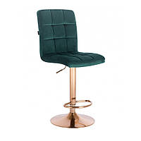 Стілець барний з регулюванням висоти Bazkar HR7009 Зелений основа золото
