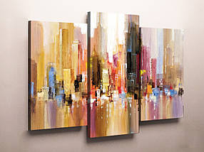 Модульні картини-абстракцій від виробника "Фантастичні міста". Фотодрук на полотні на замовлення. VE, фото 5